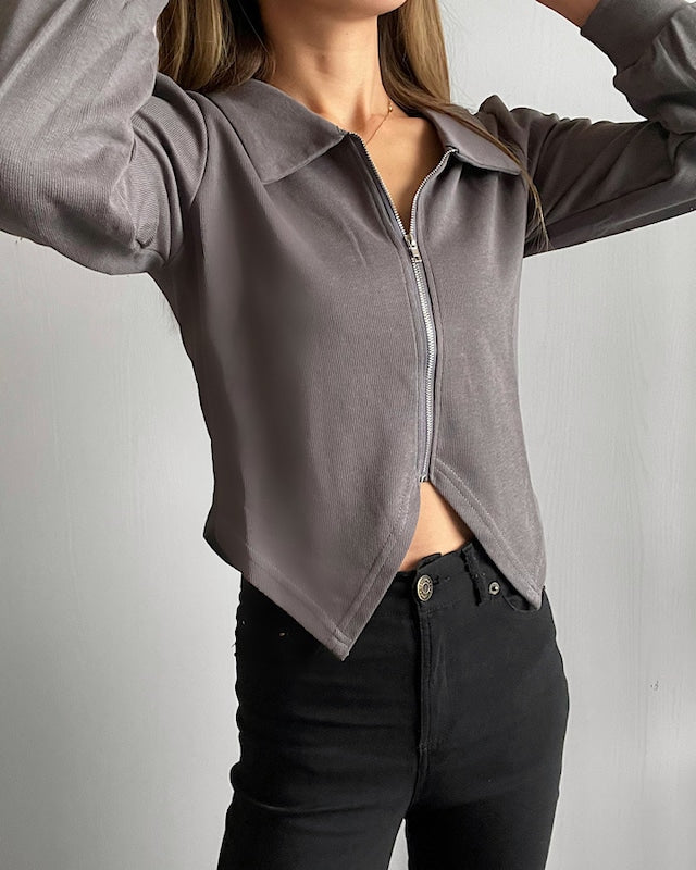 VカットZIPポロT