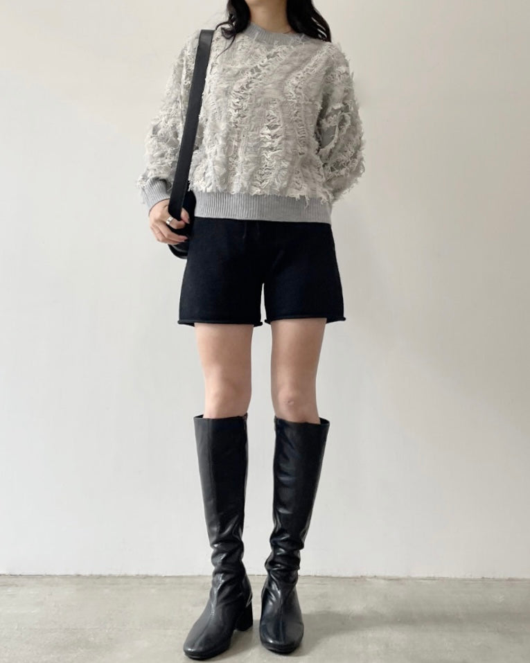 ウール混ニットショートパンツ