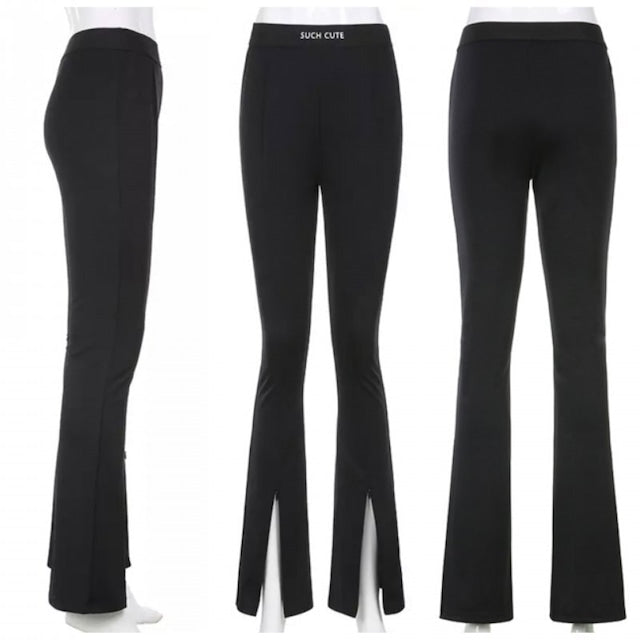 ジッパーフレア美脚パンツ