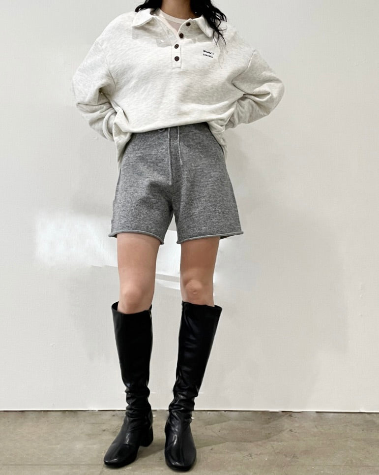 ニットショートパンツ グレー