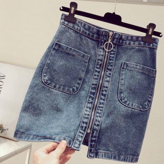 フロントファスナーデニムスカート