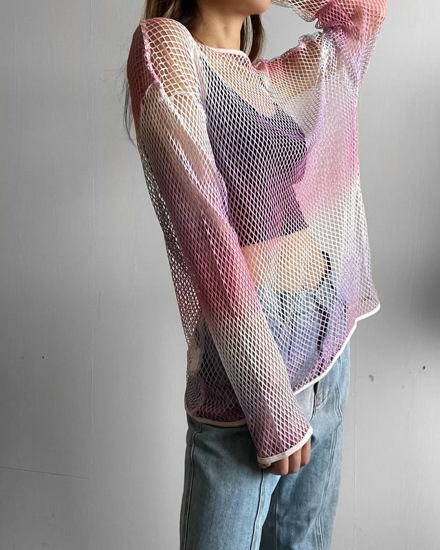 グラデーションフィッシュネットプルオーバー