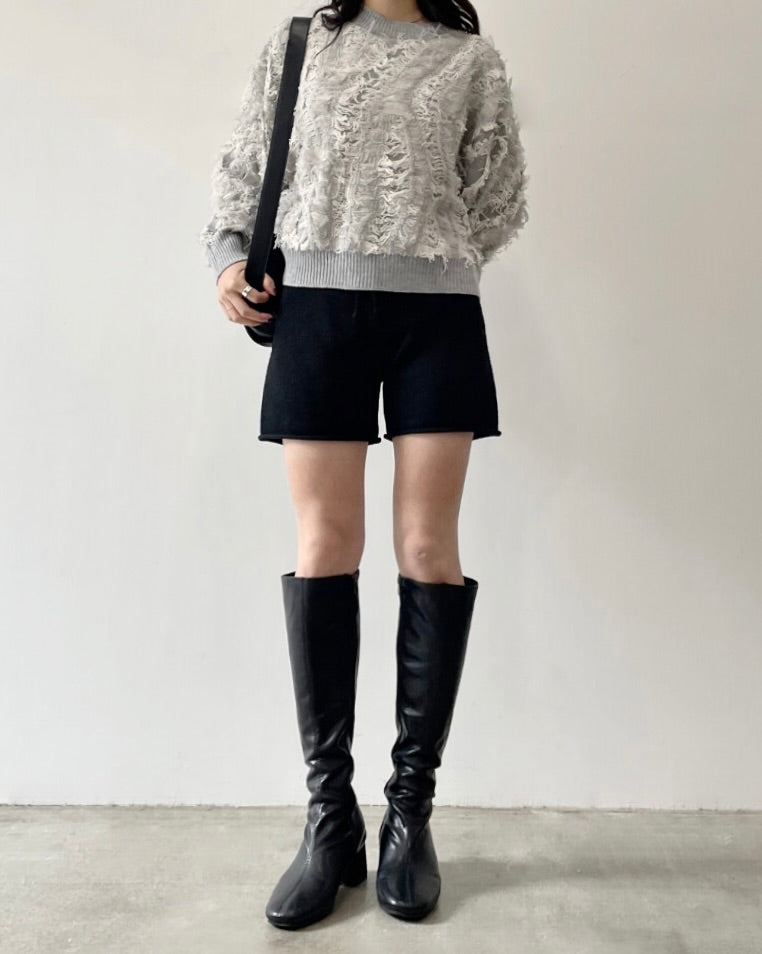 ニットショートパンツ 黒 ニット 暖かい