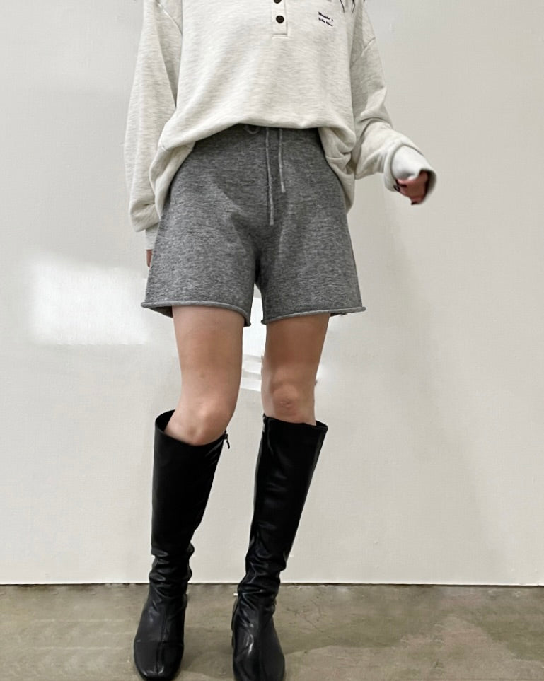 ニットショートパンツ グレー