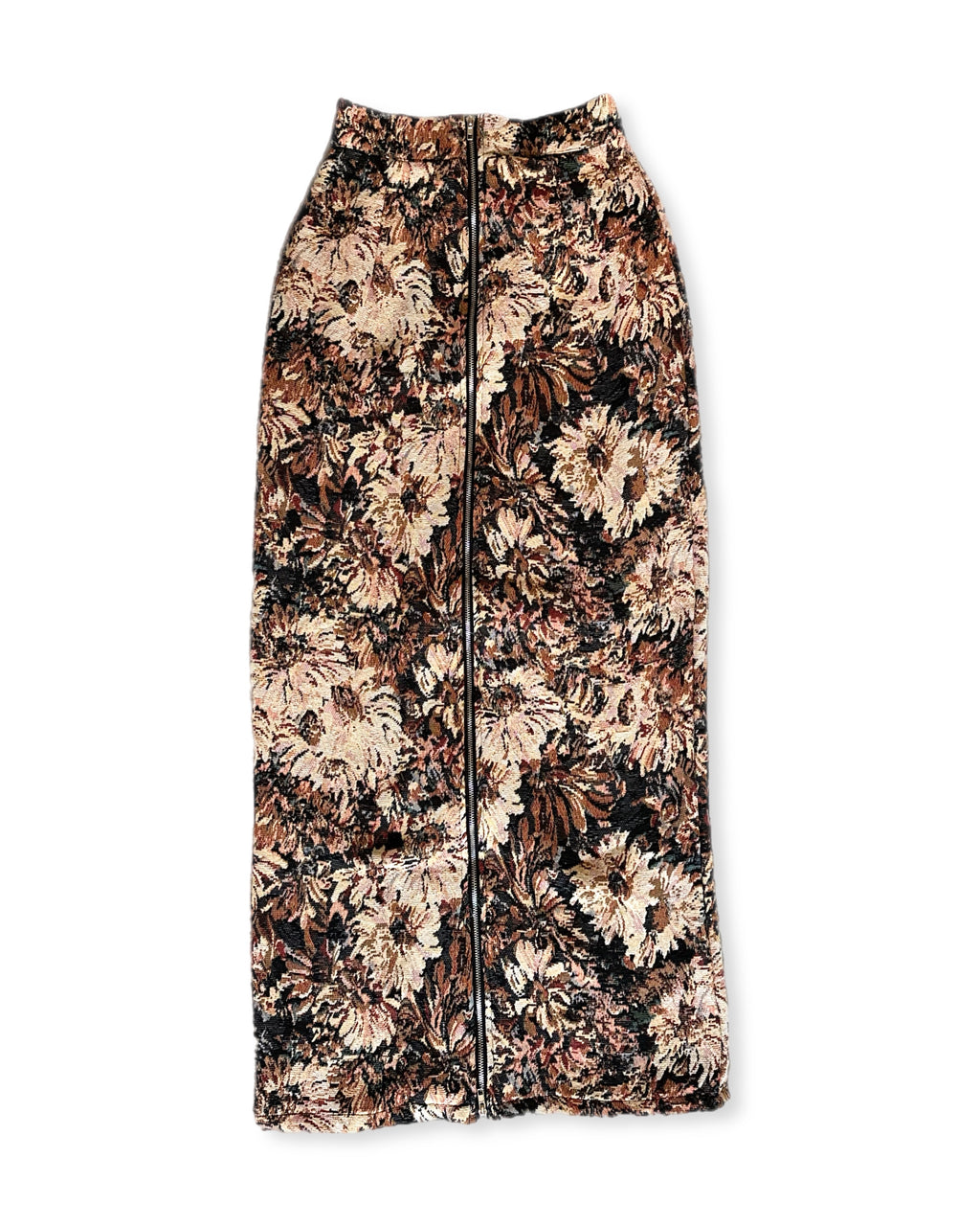ヴィンテージフラワー ジップアップロングスカート
