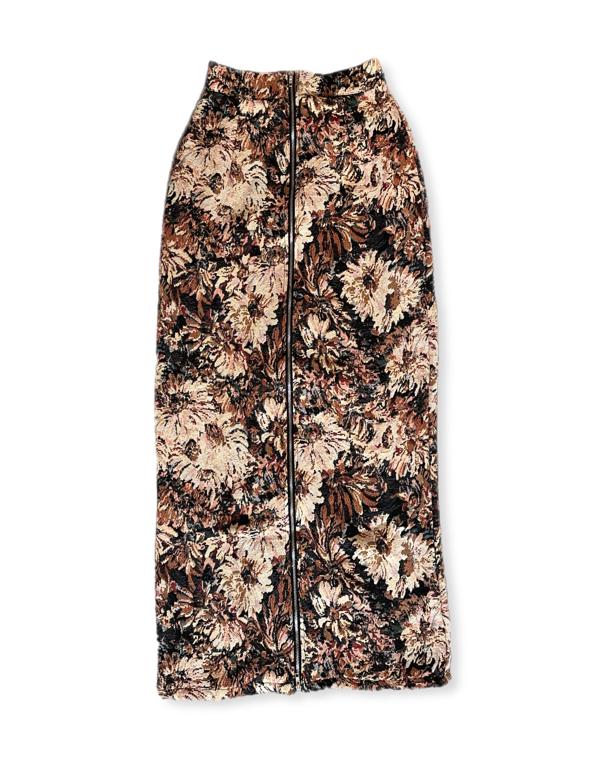 ヴィンテージフラワー ジップアップロングスカート