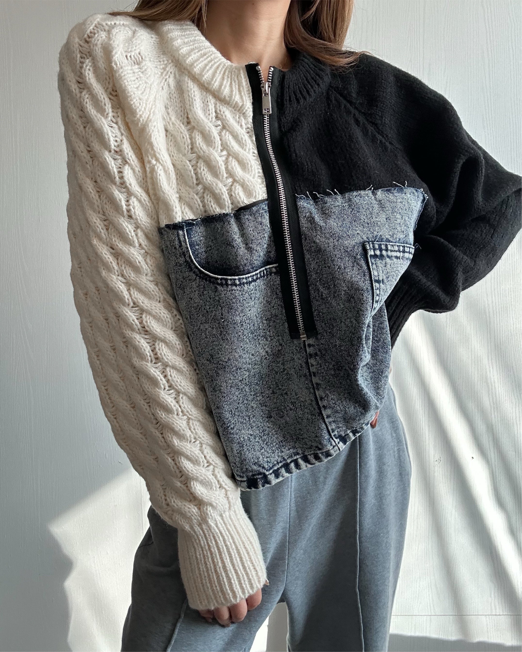 リメイクライク ケーブルニット