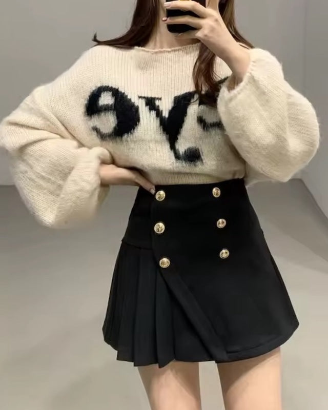 ロゴインターシャニットプルオーバー