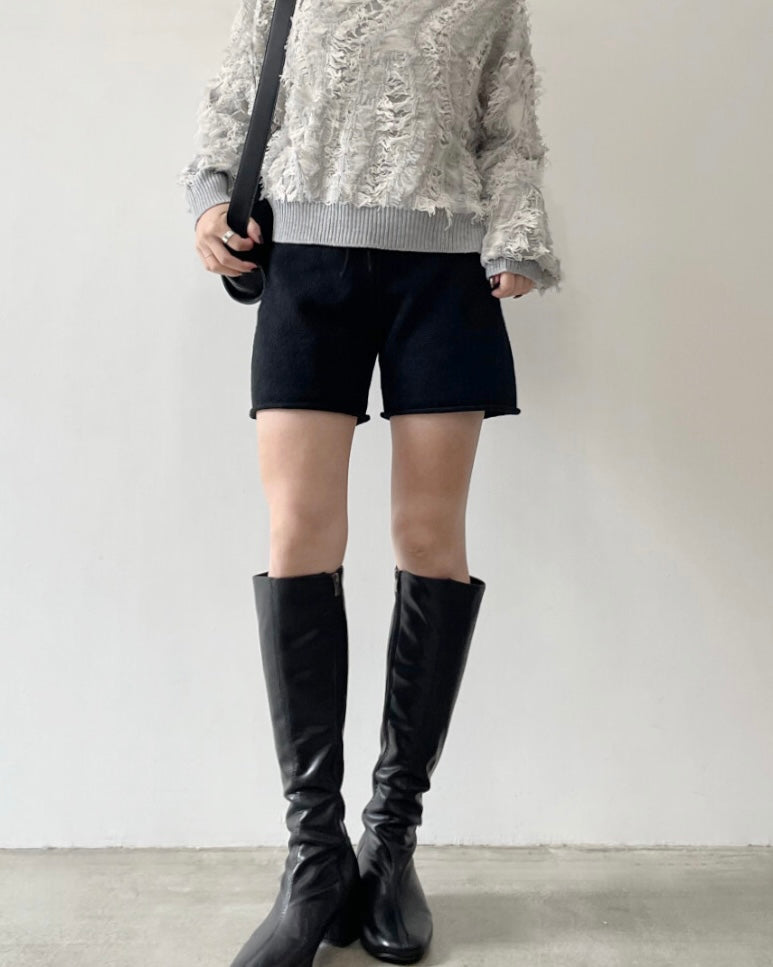 ウール混ニットショートパンツ