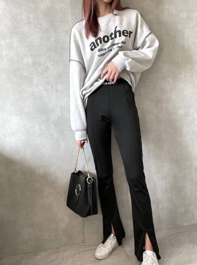 ジッパーフレア美脚パンツ