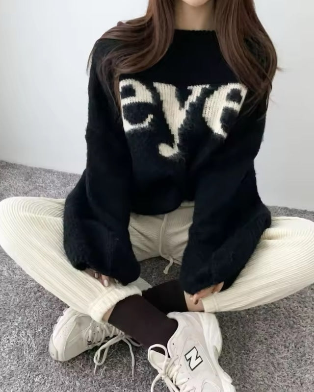 ロゴインターシャニットプルオーバー