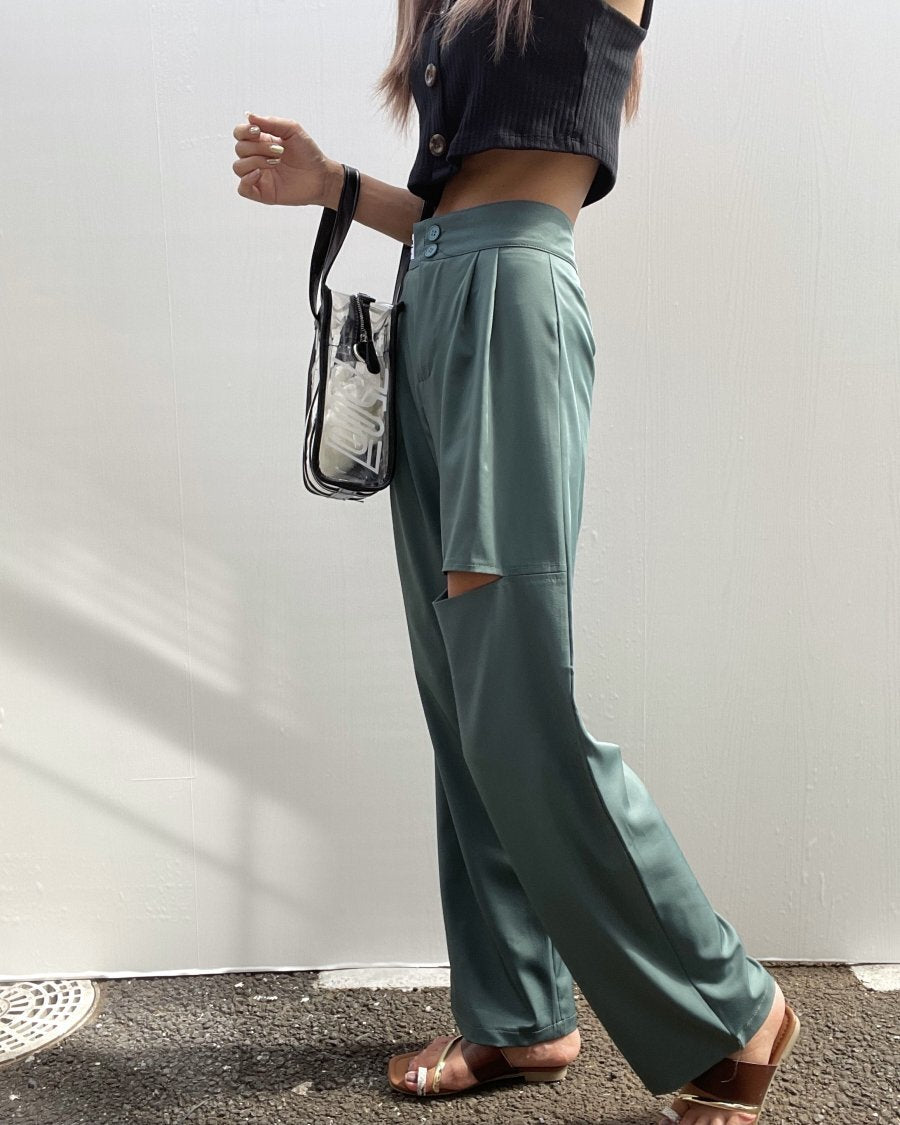 ハイウエストカラーパンツ