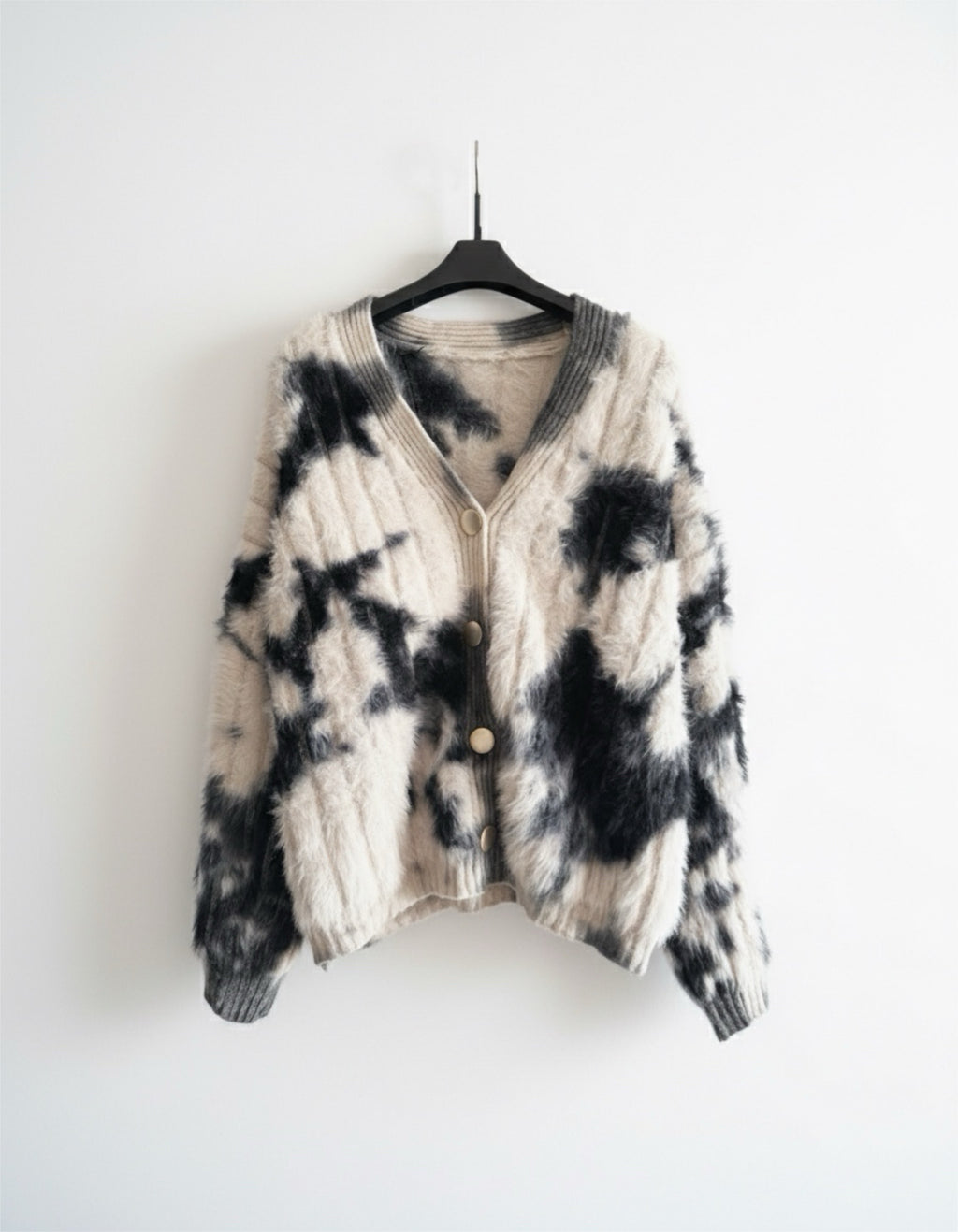 モノトーンブレンド シャギーニットカーディガン