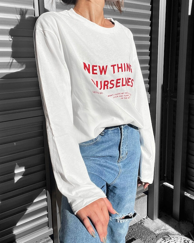 刺しゅうロゴロングTシャツ