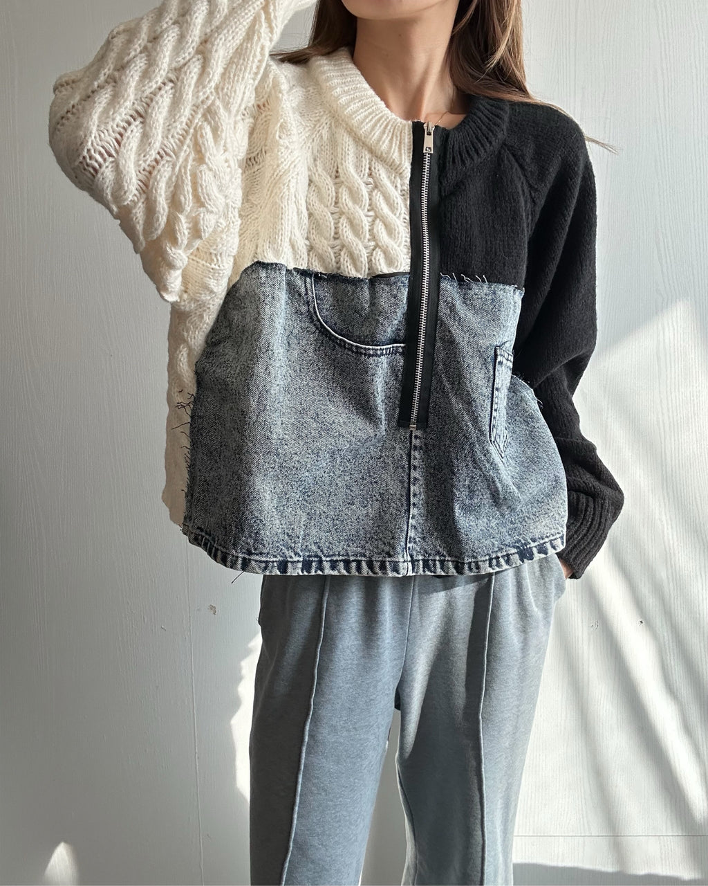 リメイクライク ケーブルニット