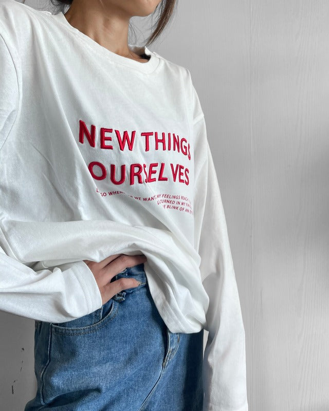 刺しゅうロゴロングTシャツ