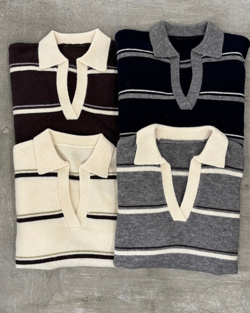 アルパカタッチボーダーラガーニット