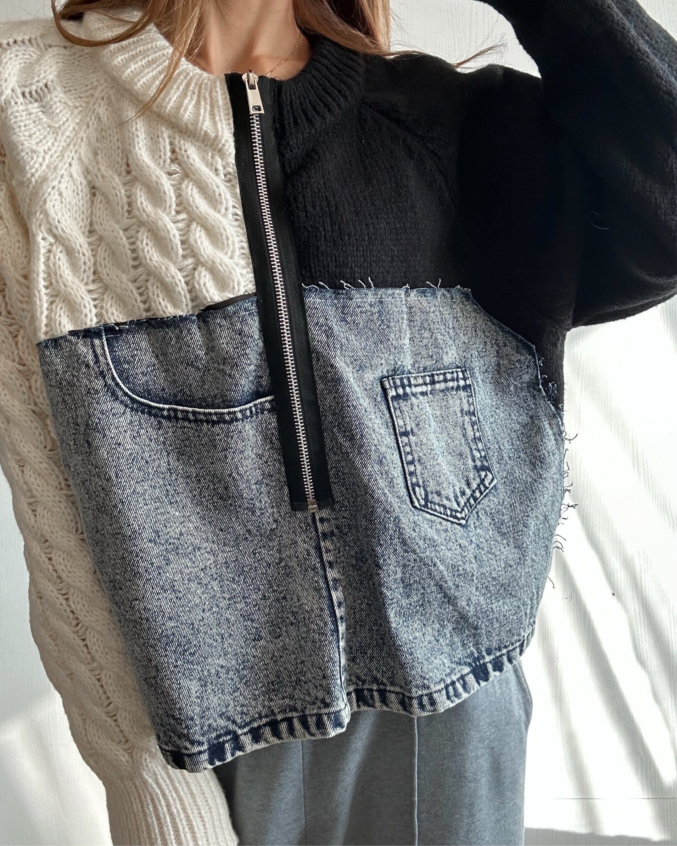 リメイクライク ケーブルニット