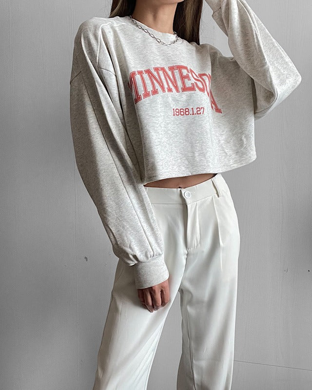 カレッジロゴクロップドプルオーバー