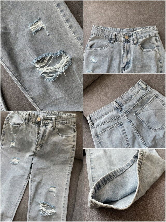 ハイウエストダメージデニム