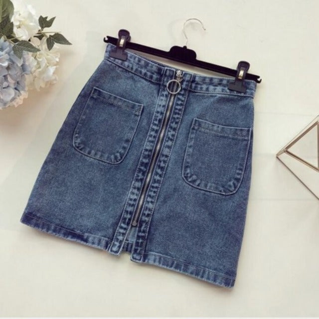 フロントファスナーデニムスカート