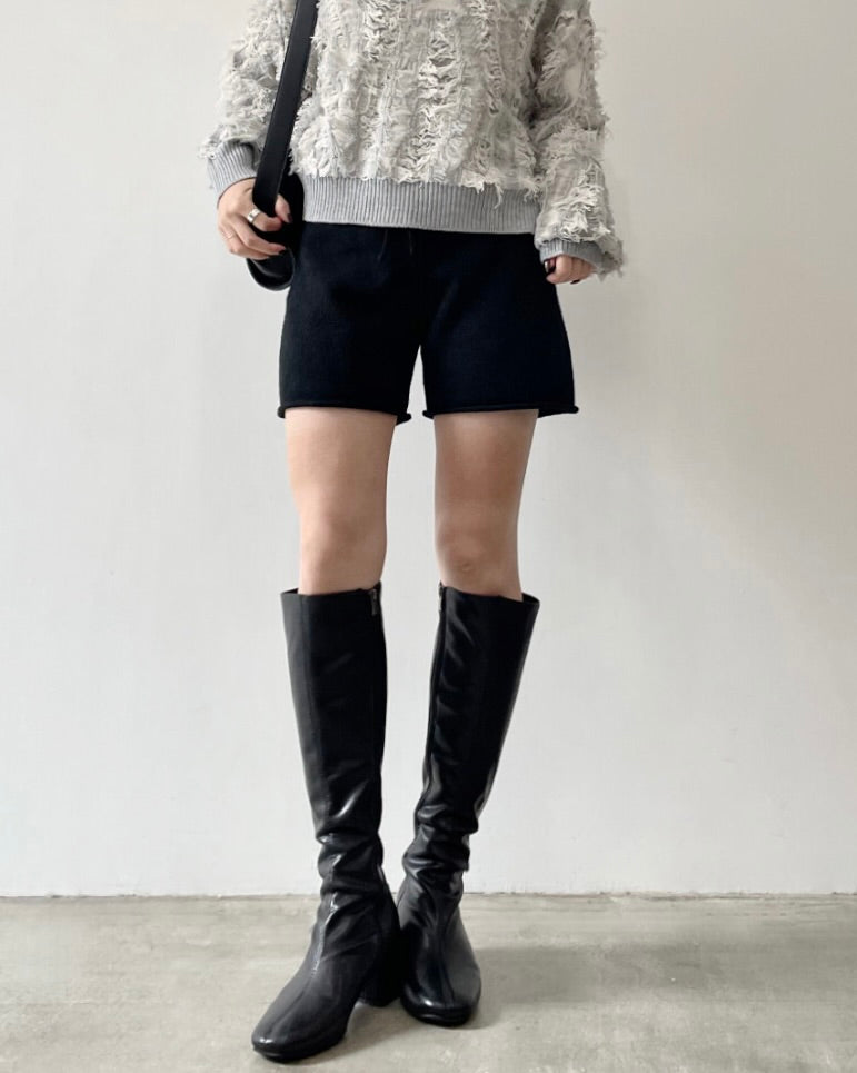 ニットショートパンツ ブラック 黒 冬