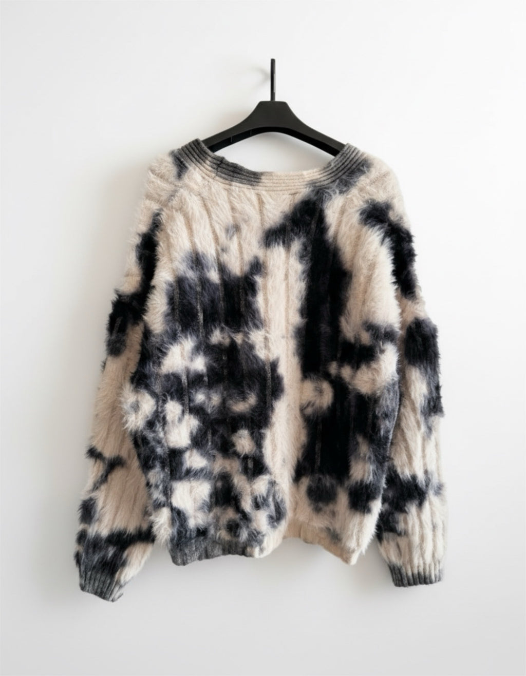 モノトーンブレンド シャギーニットカーディガン