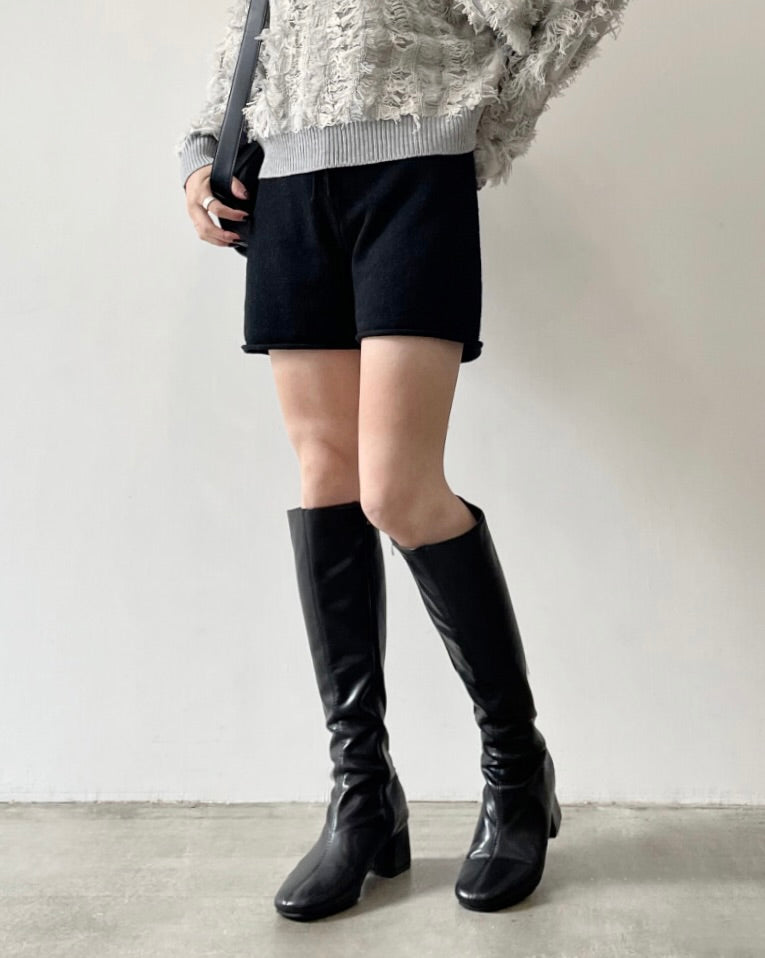 ニットショートパンツ ブラック ふわふわ