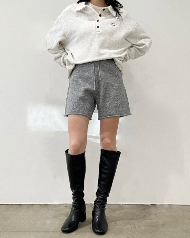 ウール混ニットショートパンツ