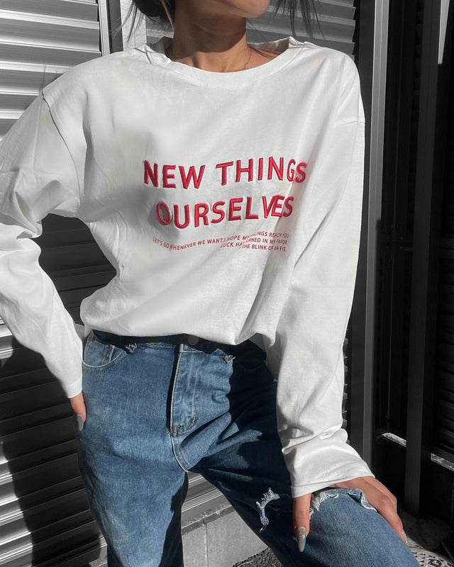 刺しゅうロゴロングTシャツ