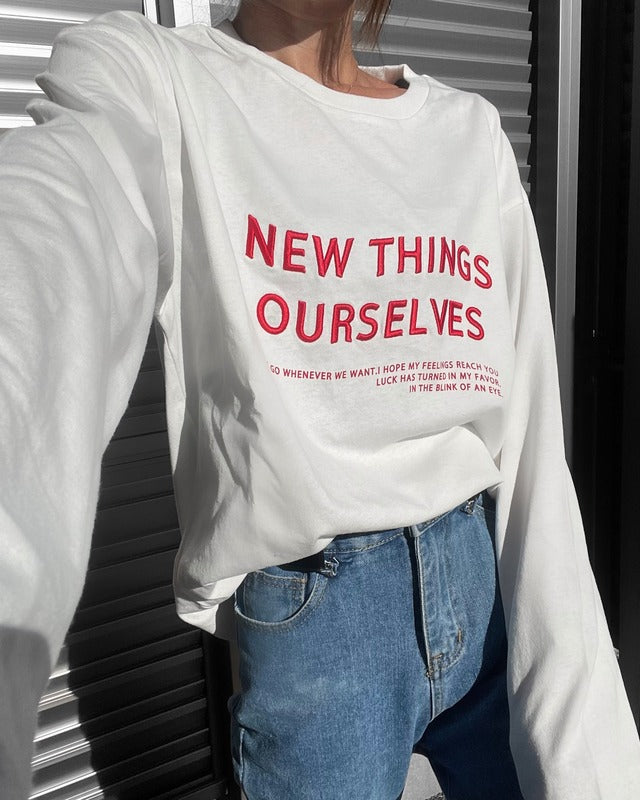 刺しゅうロゴロングTシャツ