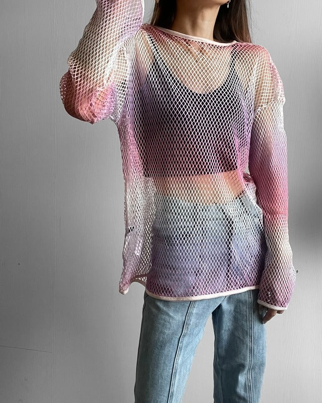 グラデーションフィッシュネットプルオーバー