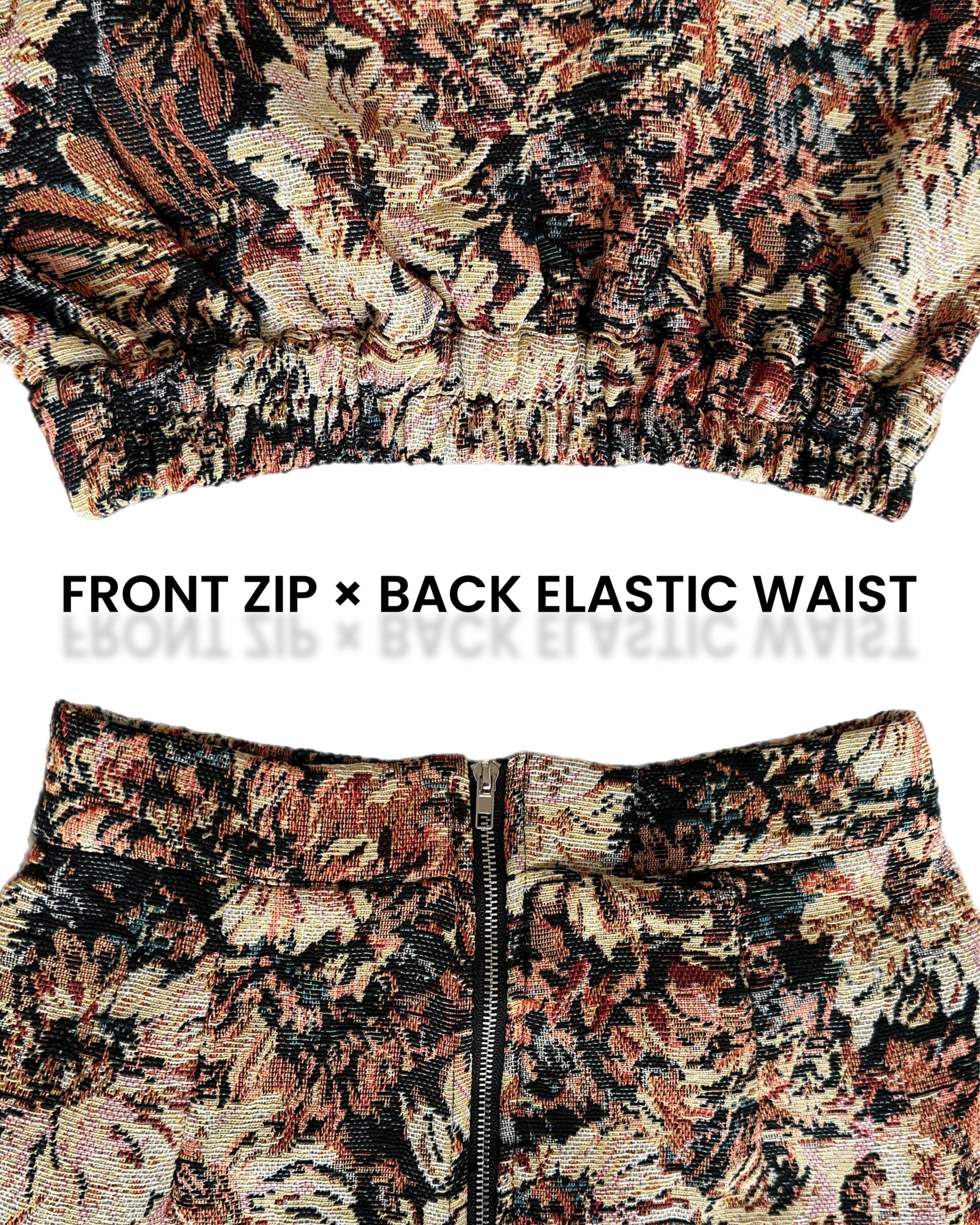 ヴィンテージフラワー ジップアップロングスカート