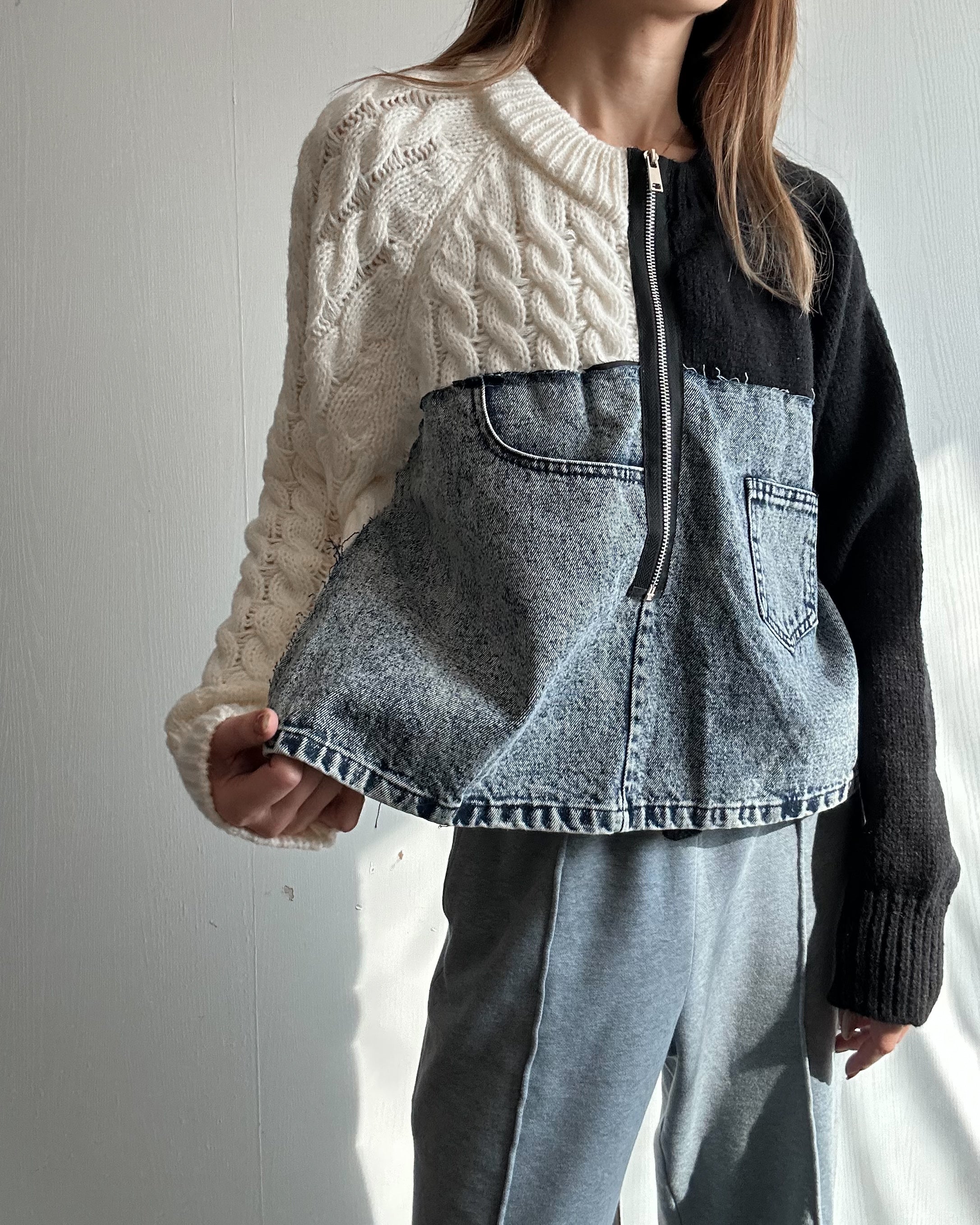 リメイクライク ケーブルニット