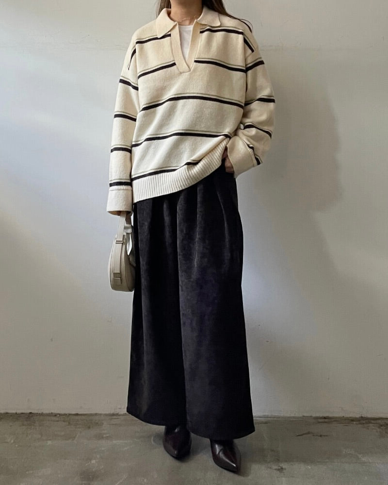 アルパカタッチボーダーラガーニット