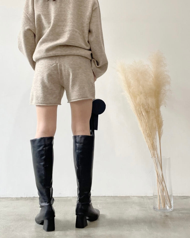 ウール混ニットショートパンツ