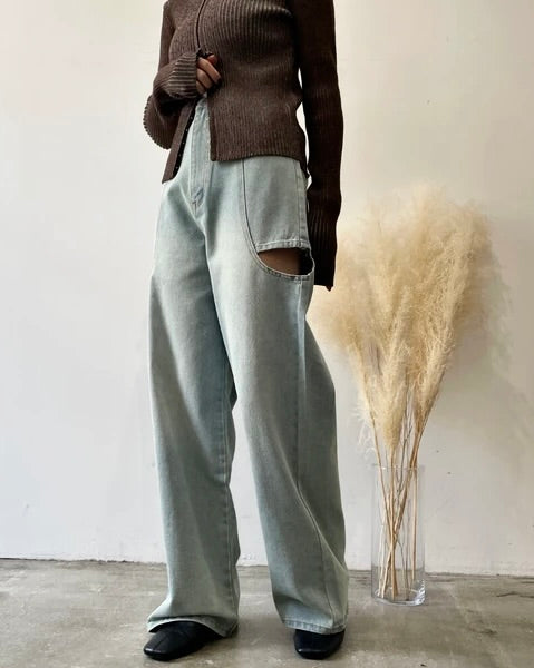 デニムサイドカットパンツ