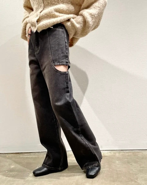 デニムサイドカットパンツ