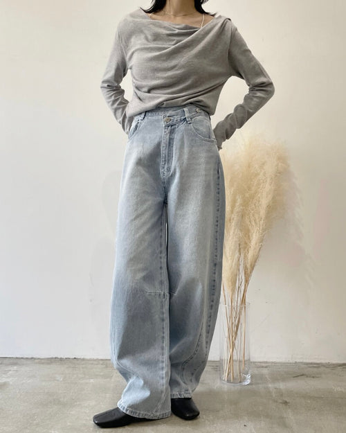 デニムアシメカーブパンツ