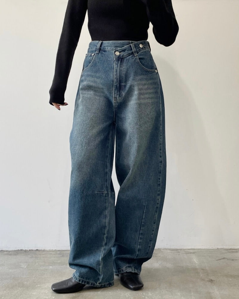 デニムアシメカーブパンツ