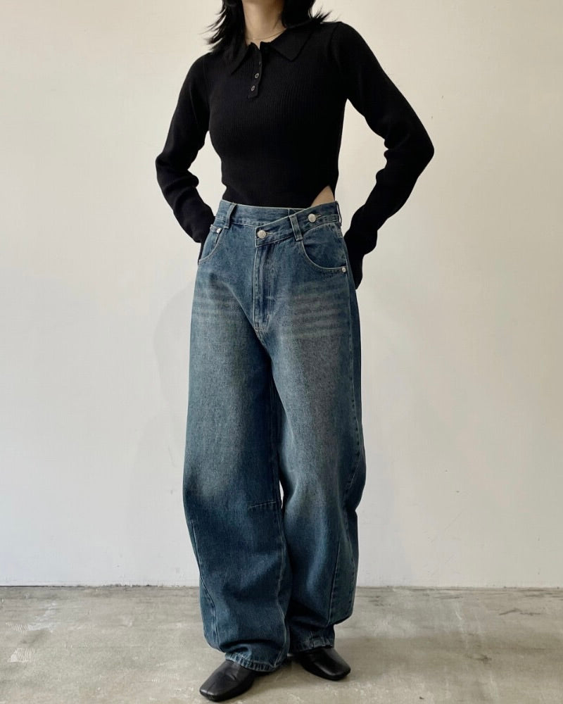 デニムアシメカーブパンツ