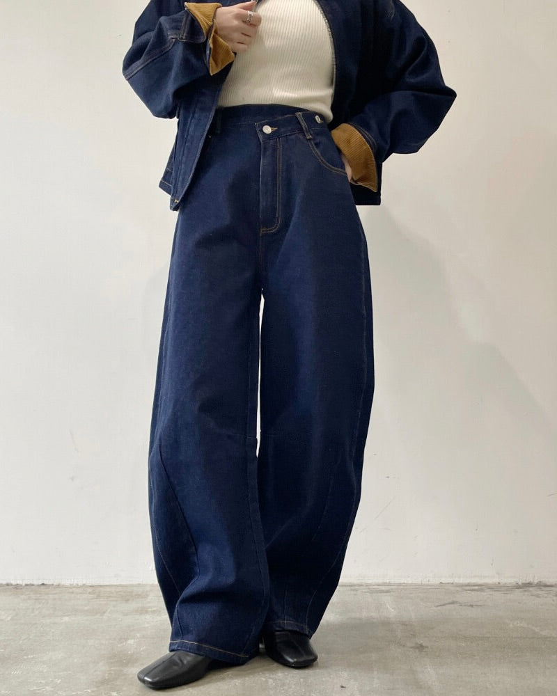 デニムアシメカーブパンツ