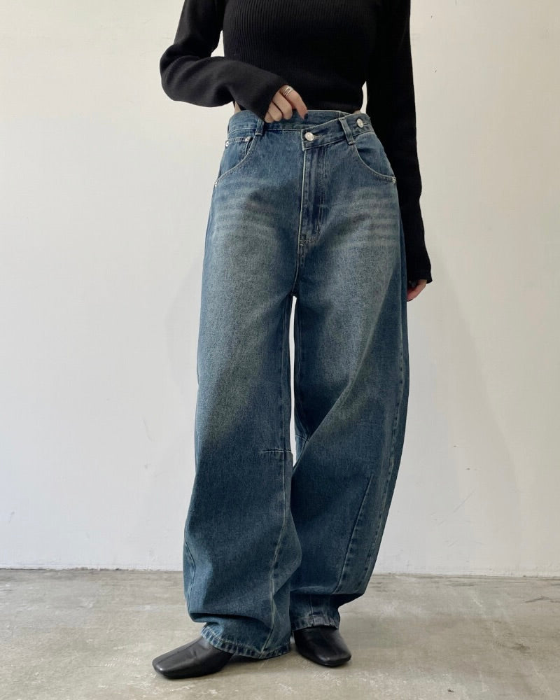 デニムアシメカーブパンツ