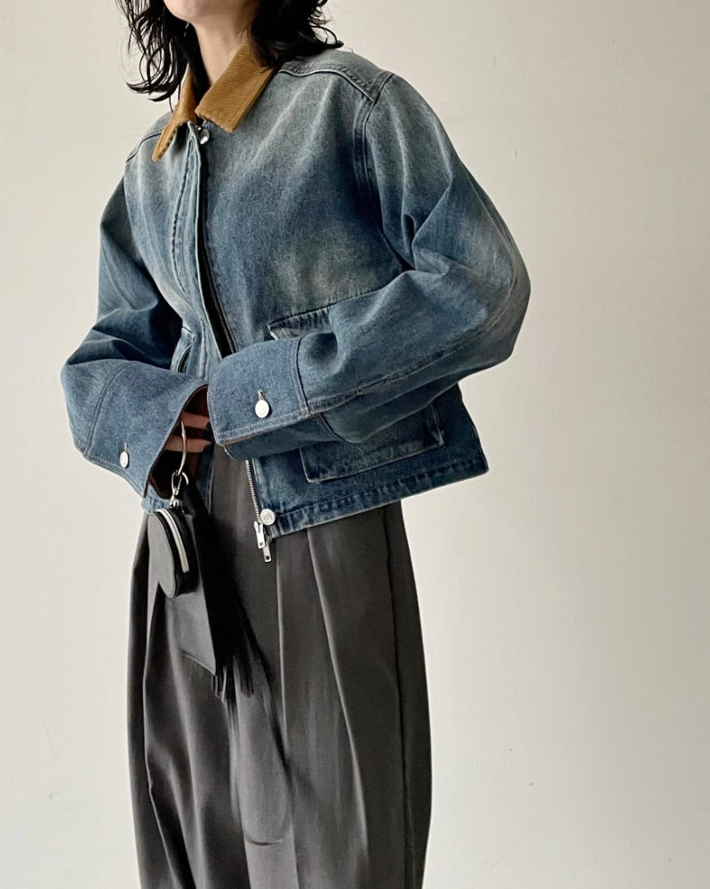 デニムショートカバーオール