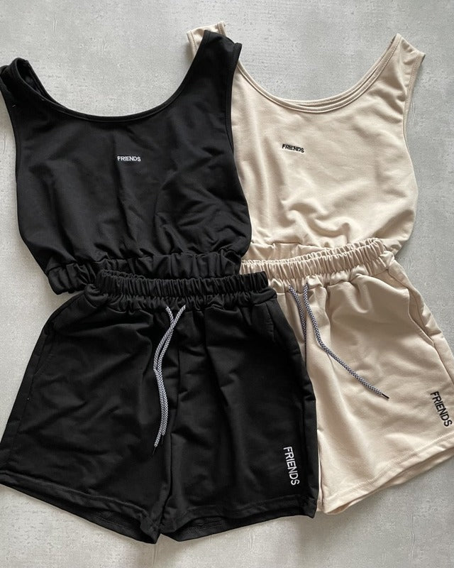 刺繍ロゴハイウエストセットアップ