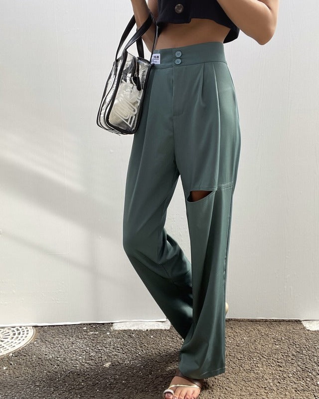 ハイウエストカラーパンツ