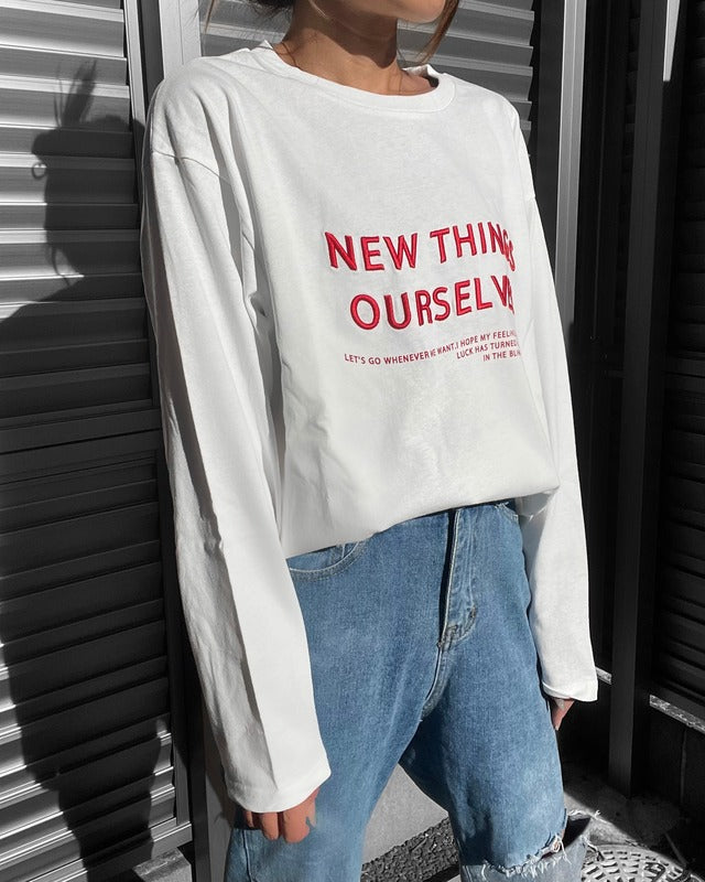 刺しゅうロゴロングTシャツ