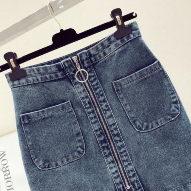 フロントファスナーデニムスカート