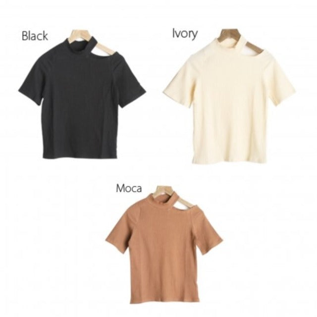 アシメ肩あきリブ