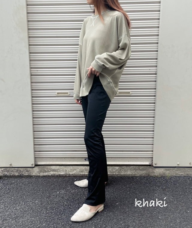 ワッフル配色ステッチルーズカットソー